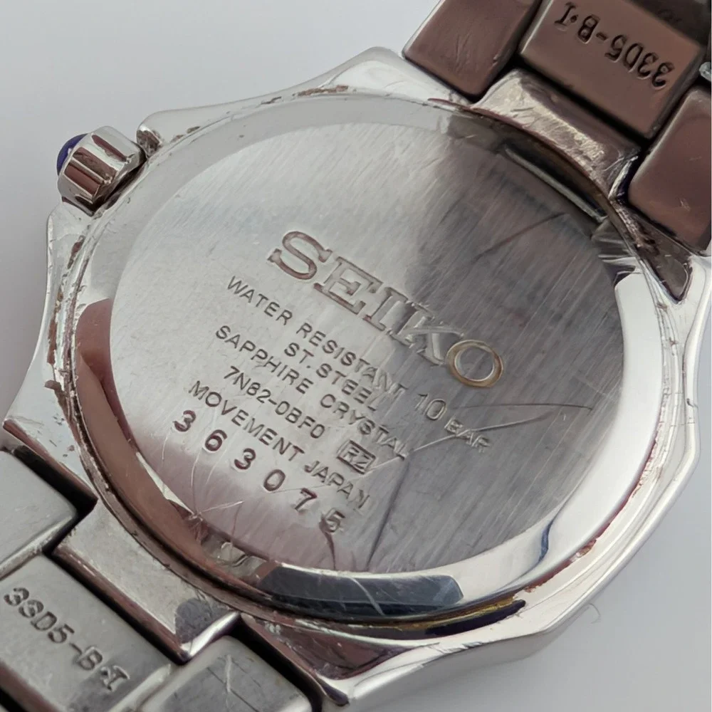 Seiko Coutura 7N82-0BF0 Diamond Bezel MOP Sapphire Women's Watch 28mm 7